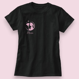 Black Pink Sparkling Business Maid Cleaning House  Tシャツ
