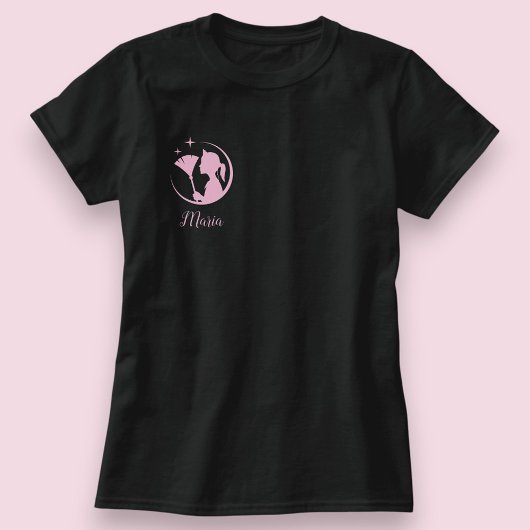 Black Pink Sparkling Business Maid Cleaning House  Tシャツ