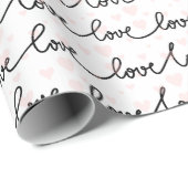Black, Pink & White Love And Hearts Patterned ラッピングペーパー (ロールコーナー)