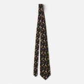 Black Pink Yellow Green Floral Groom Groomsman  ネクタイ (裏面)