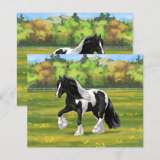 Black Pinto Piebald Gypsy Vanner Draft Horse (正面/裏面)