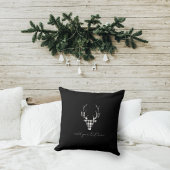 Black Plaid Deer Christmas クッション