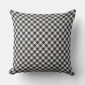 Black Plaid Pattern Throw Pillow クッション (正面)