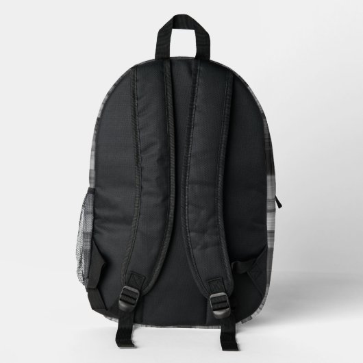 Black Plaid Pine Forest Backpack プリントバックパック (裏面)