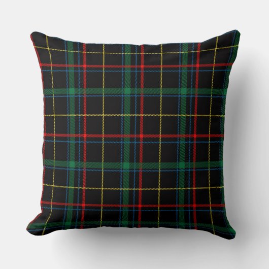 Black Plaid Tartan Pattern クッション (正面)