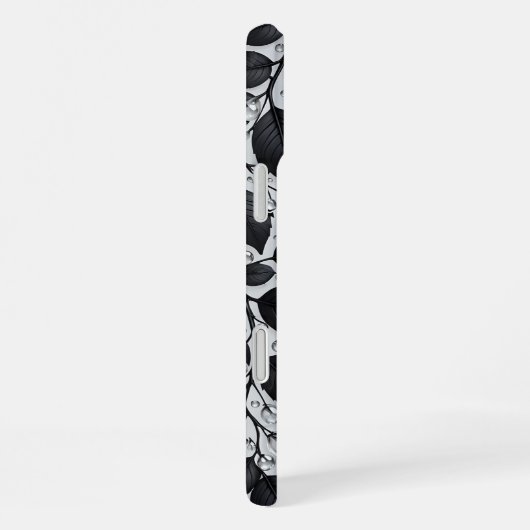 Black Plant Leaves iPhone 16 case iPhoneケース (右側面)