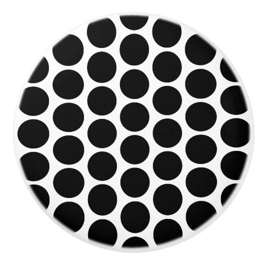 Black Polka Dot Design セラミックノブ (正面)
