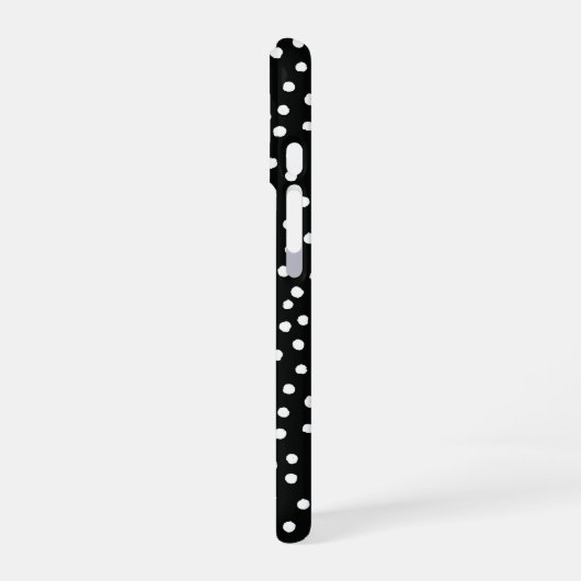 Black Polka Dot Pattern Phone Case iPhone 16ケース (左側面)