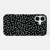Black Polka Dot Pattern Phone Case iPhone 16ケース (裏面横)