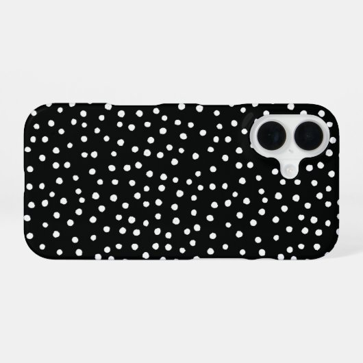 Black Polka Dot Pattern Phone Case iPhone 16ケース (裏面横)