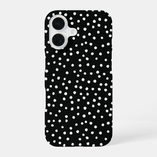 Black Polka Dot Pattern Phone Case iPhone 16ケース (裏面)