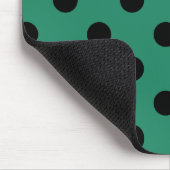 Black polka dots in green マウスパッド (コーナー)