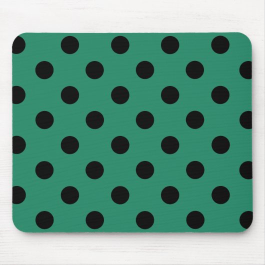 Black polka dots in green マウスパッド (正面)