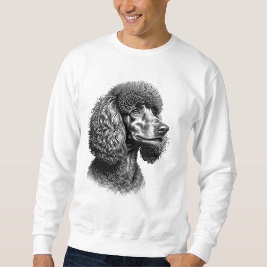 Black Poodle Dog Art Men’s Sweatshirt スウェットシャツ (正面)