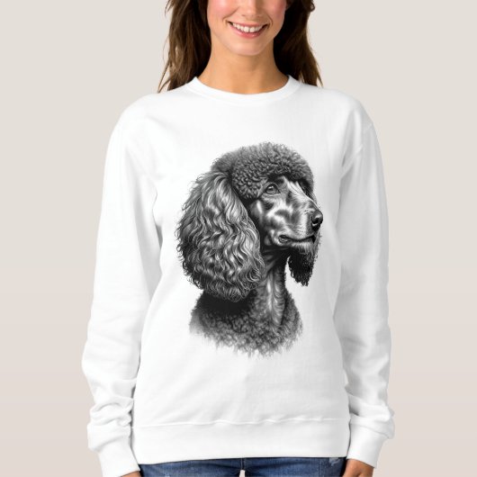 Black Poodle Dog Art Women's Sweatshirt スウェットシャツ (正面)