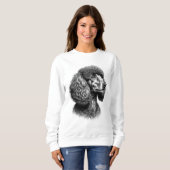 Black Poodle Dog Art Women's Sweatshirt スウェットシャツ (正面フル)