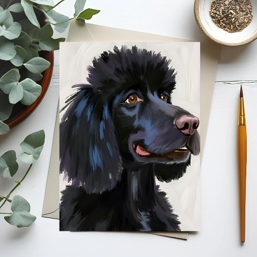 Black Poodle | Dog Watercolor Pet ポストカード