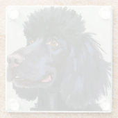 Black Poodle | Dog Watercolor Pet Painting ガラスコースター (裏面)