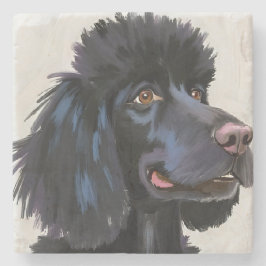 Black Poodle | Dog Watercolor Pet Painting ストーンコースター