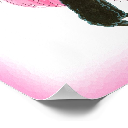 Black poodle in fur Poster Print ポスター (角)