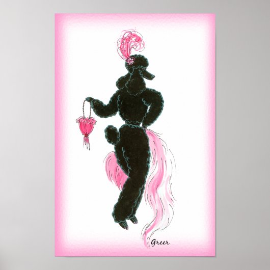 Black poodle in fur Poster Print ポスター (正面)