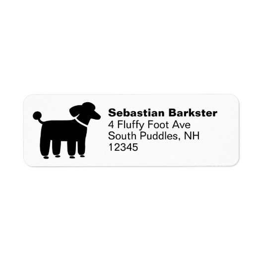 Black Poodle Return Address Labels ラベル (正面)