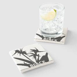 BLACK - Posavasos con Flor del paraíso en negro ストーンコースター