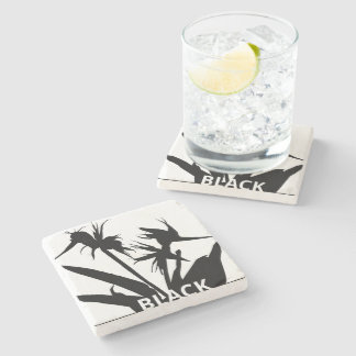 BLACK - Posavasos con Flor del paraíso en negro ストーンコースター