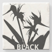 BLACK - Posavasos con Flor del paraíso en negro ストーンコースター (正面)