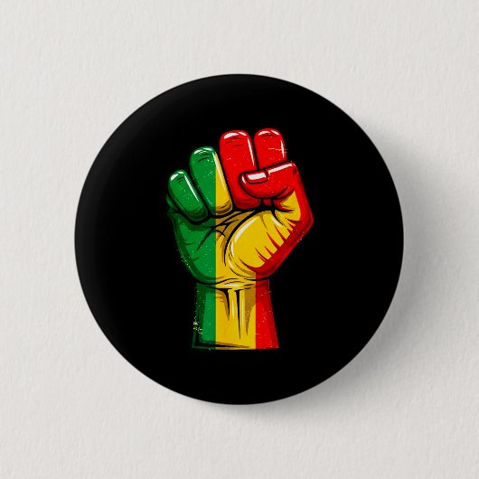Black Power Fist Pan African Flag Raised Pride  缶バッジ (正面)