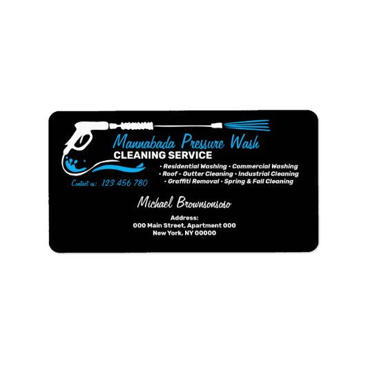 Black Pressure Wash Power Cleaning Service ラベル (正面)