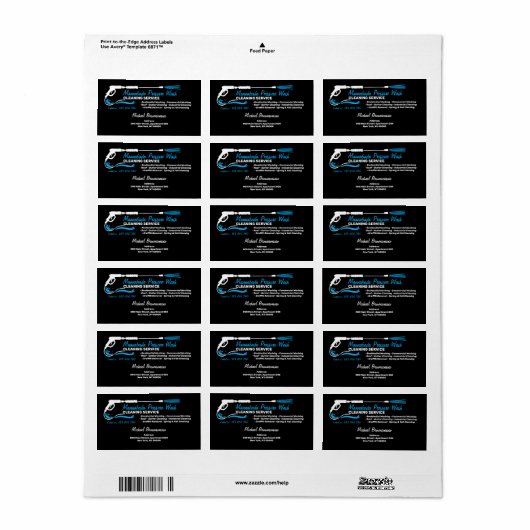 Black Pressure Wash Power Cleaning Service ラベル (フルシート)