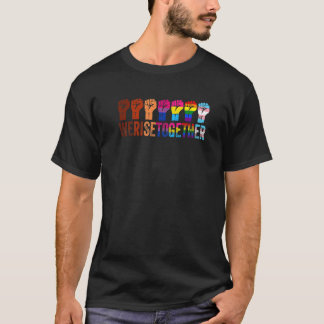 Black Pride Blm We Rise Together Lgbt Raising Fist Tシャツ
