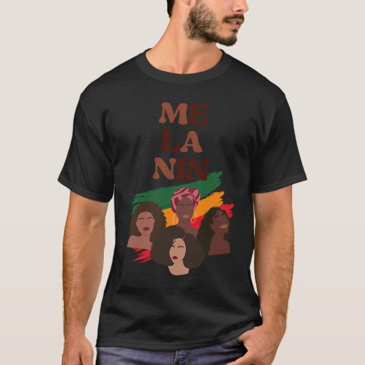 Black Pride Melanin Graphic For Women Afro Queens Tシャツ (正面)