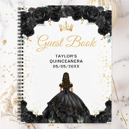 Black Princess Quinceañera Guest Book ノートブック