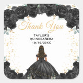 Black Princess Quinceañera Thank You スクエアシール (正面)