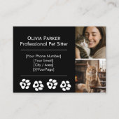 Black Professional Pet Sitter & Dog Walker  名刺 (正面)