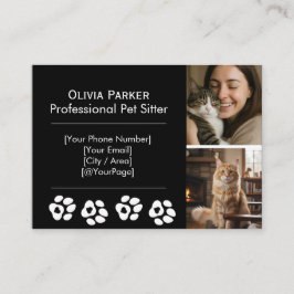 Black Professional Pet Sitter & Dog Walker  名刺