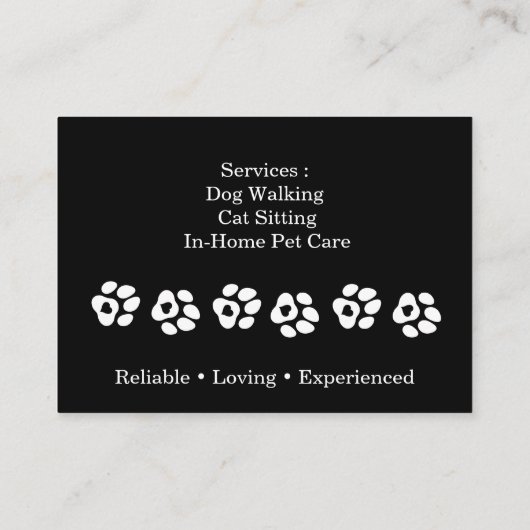 Black Professional Pet Sitter & Dog Walker  名刺 (裏面)