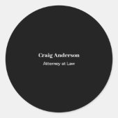 Black Professional Plain Modern Elegant ラウンドシール (正面)