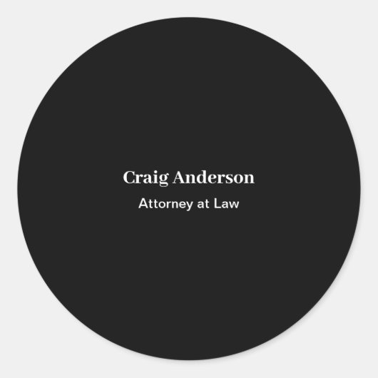 Black Professional Plain Modern Elegant ラウンドシール (正面)