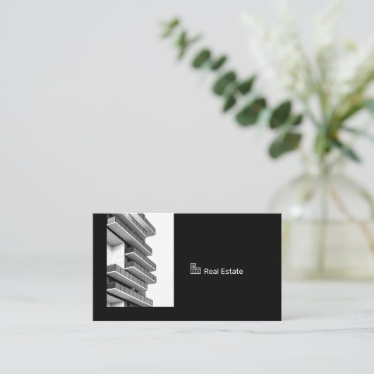 Black Professional Real Estate Agent Photo QR Code 名刺 (スタンド正面)