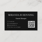 Black Professional Real Estate Agent Photo QR Code 名刺 (裏面)