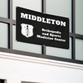 Black Promotional Business Banner with Logo 横断幕 (ビルの外側)