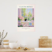 Black Pug Bathroom Print Monet Style French ポスター (キッチン)