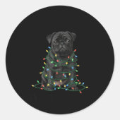 Black Pug Christmas I'm Fine Everything Is Fine  ラウンドシール (正面)