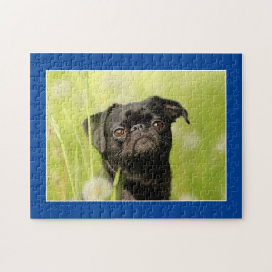 Black Pug Dog Jigsaw Puzzle ジグソーパズル (横)