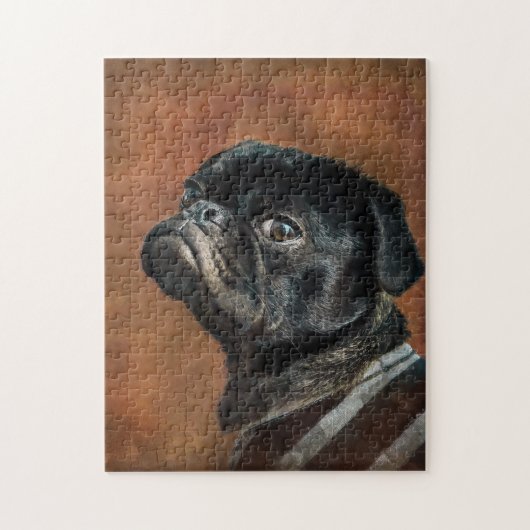 Black Pug Dog Photo Portrait ジグソーパズル (縦)
