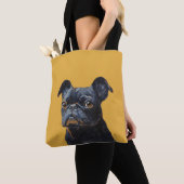 Black Pug Dog Portrait Tote Bag – Cute Pet Lover トートバッグ (クローズアップ)