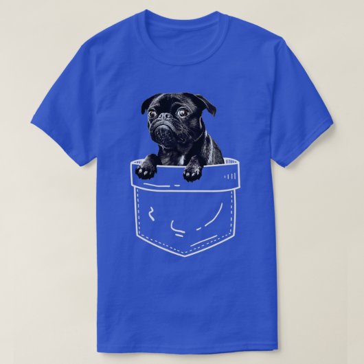 Black Pug In Pocket - Cute Dog Lover Gift (1)  Tシャツ (デザイン正面)